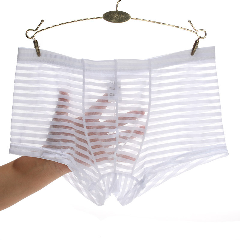 Junye Men's Mesh Transparent Boxers Low Waist Thin Sexy Breathable Underwear Summer Trendy Men's Youth Four Corner Pants