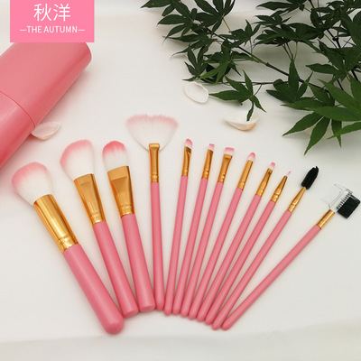Manufactor supply On behalf of 12 Makeup appliance Man-made fibers colour Drum Cosmetic brush suit