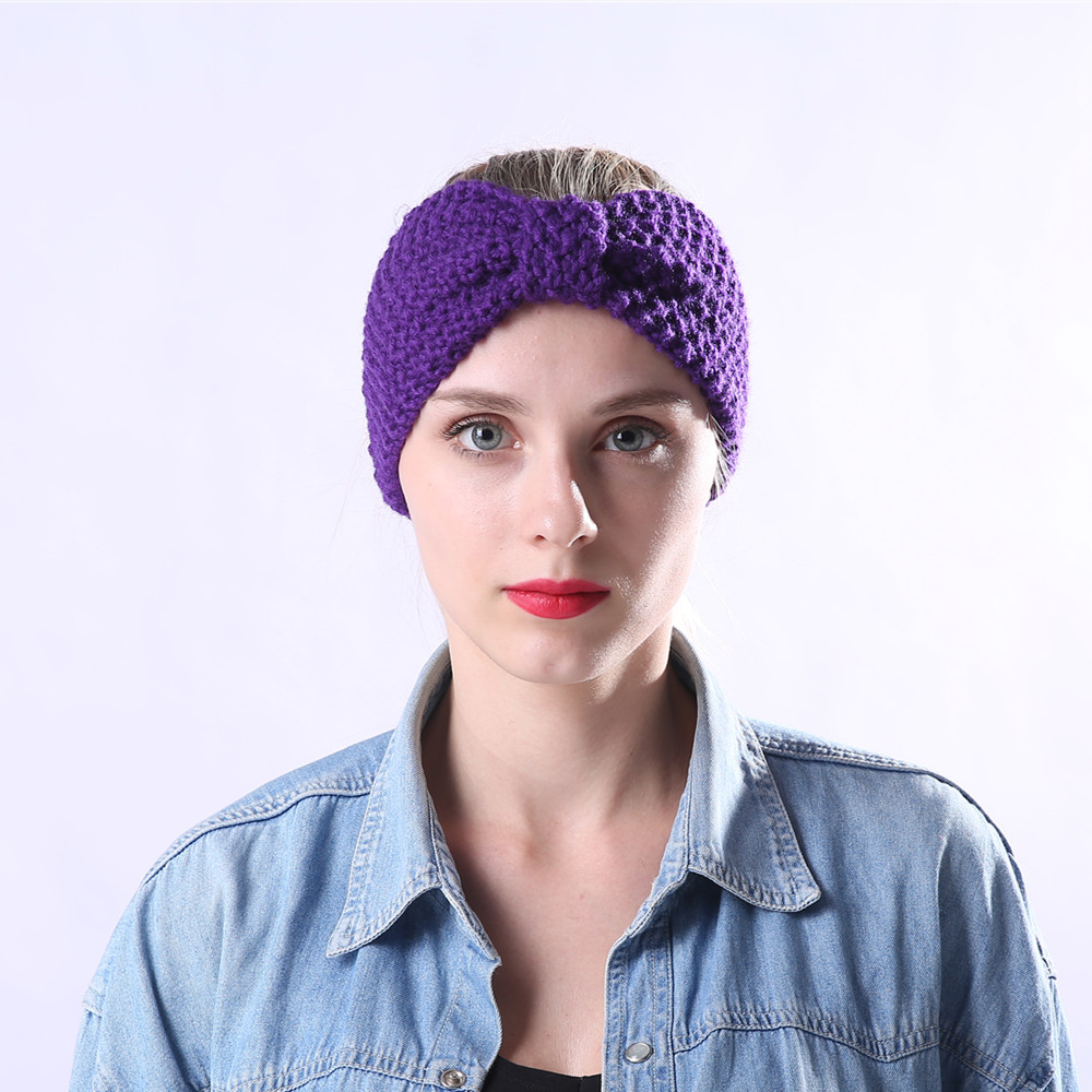 Fascia per maglione lavorata a maglia per accessori e fasce per capelli caldi con fiocco fatto a mano autunno inverno da donna_voghion.com