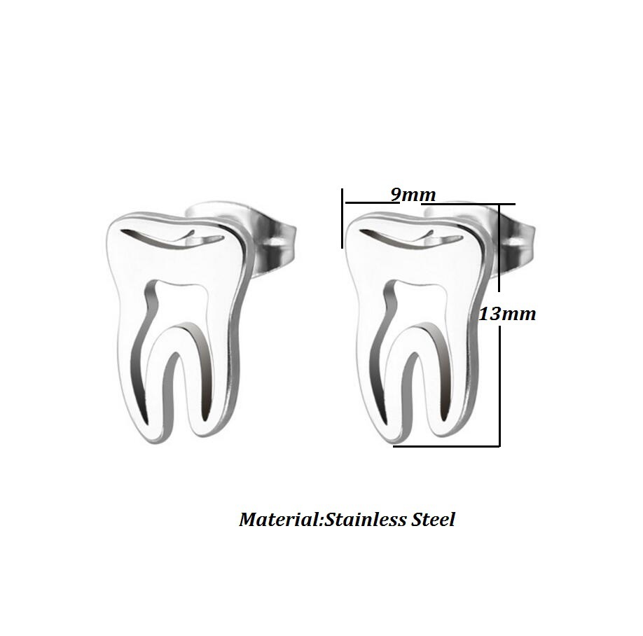 1 Paire Mode Dents Acier Inoxydable Placage Boucles D'oreilles display picture 6