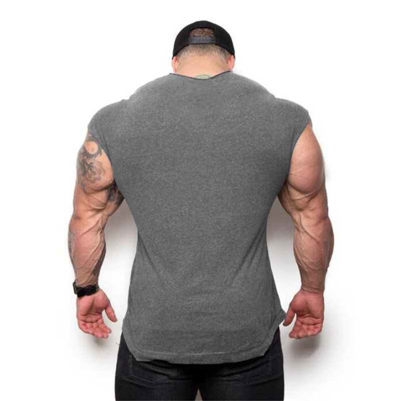 Muscle fitness color sólido vacío algodón Chaleco de los hombres deportes entrenamiento Delgado chaleco sin mangas