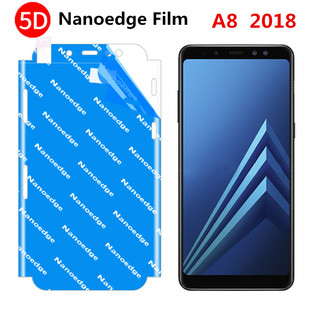 新品5D全屏包边膜三星A8 Plus 2018蓝色tpu软性防爆膜热弯全屏膜