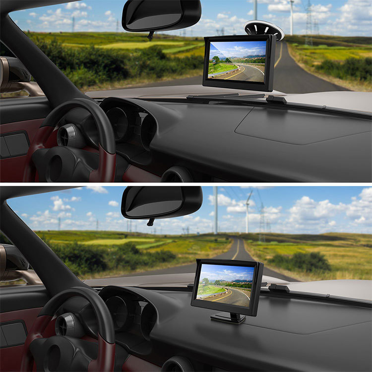 24V 5 inch car high-definition LCD screen display 12V 5 "suction cup desktop sitting reversing image display