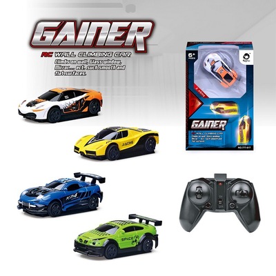 跨境2.4G迷你电动爬墙车USB充电特技攀爬车漂移带灯光遥控车模型|ru