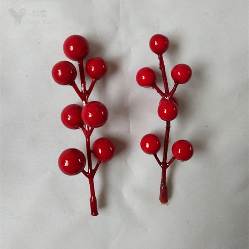 仿真花藤配件，7头小红果，圣诞果子9CM长