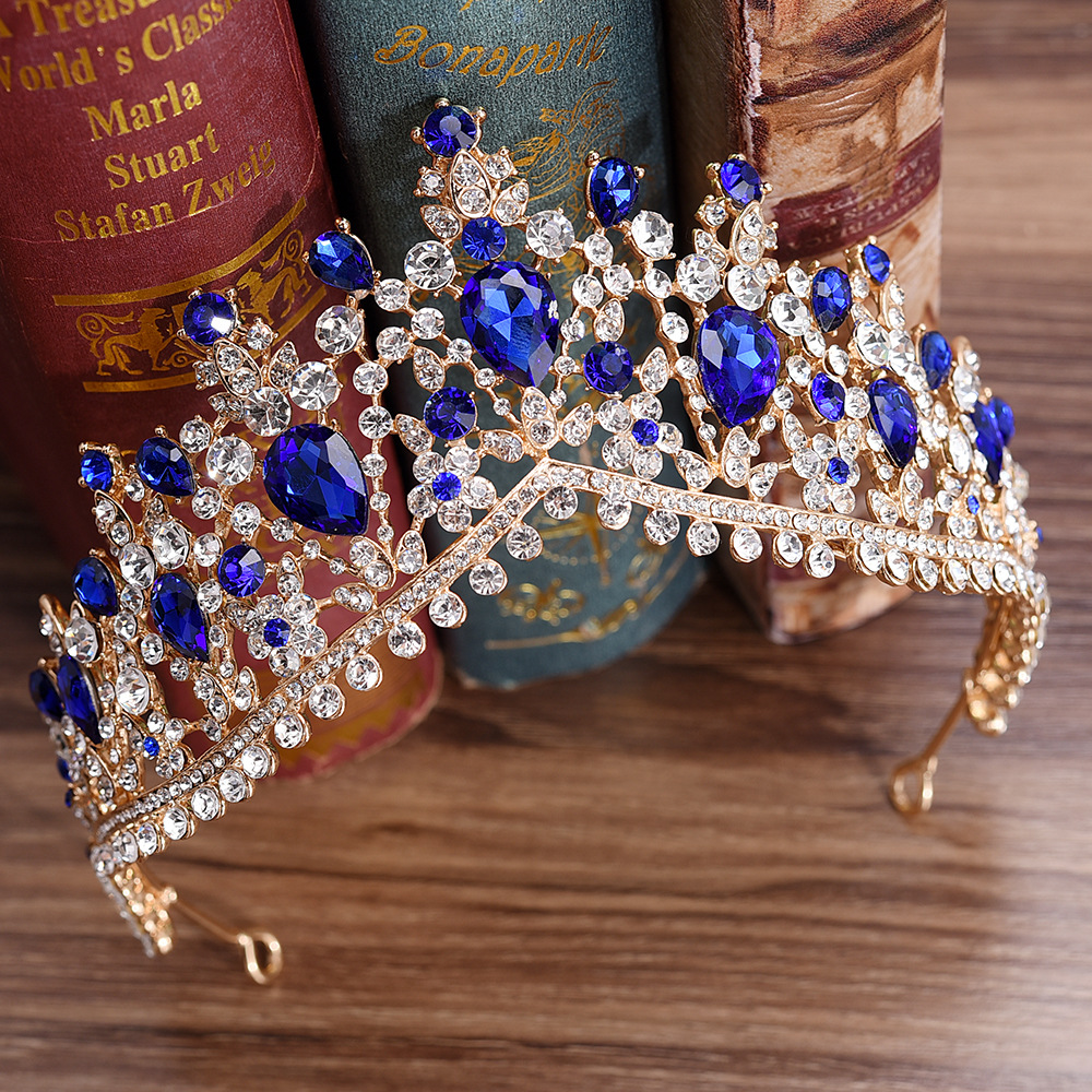 Fashion Water Droplets Crown Alloy Hollow Out Inlay Rhinestones Crown 1 Piece display picture 3