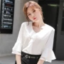 v领夏款女士新款白衬衫