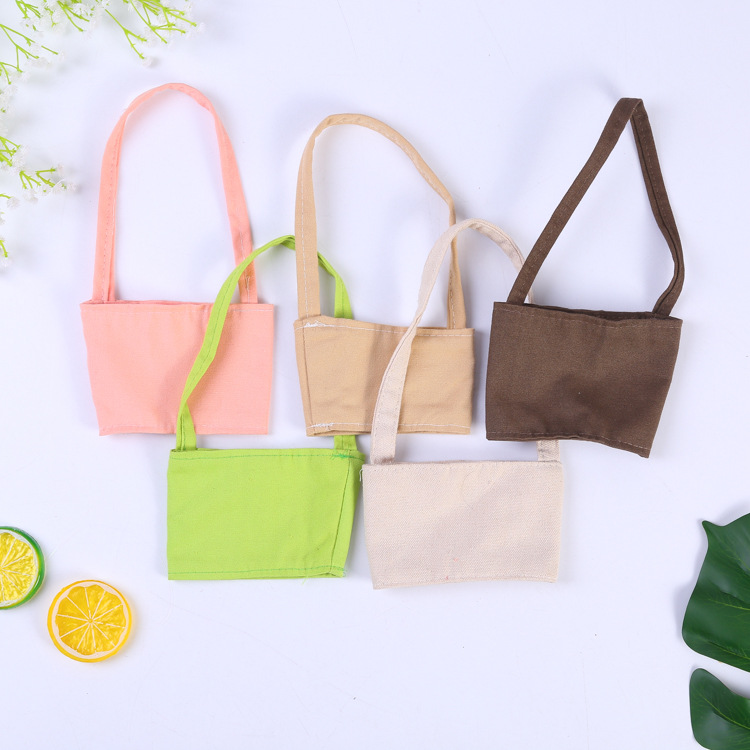 厂家纯棉帆布袋 双层学生手提袋奶茶杯套可印logo