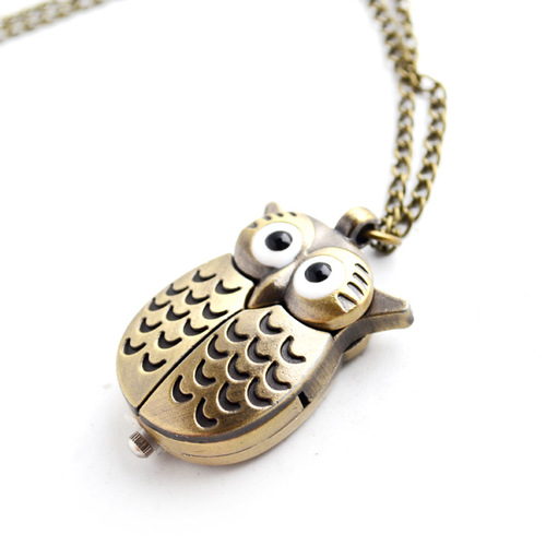 Boshiya new pocket watch wholesale small owl quartz pocket watch unisex casual necklace pocket watch