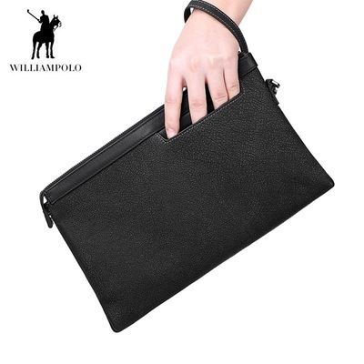 Letters Paul clutch bag portable Europe and America man Wallet wallet zipper Mid length version genuine leather clutch bag