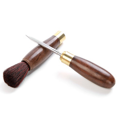 廠家直銷養壺筆茶刀茶針二合一 不掉毛黑檀花梨木茶筆養壺茶盤刷