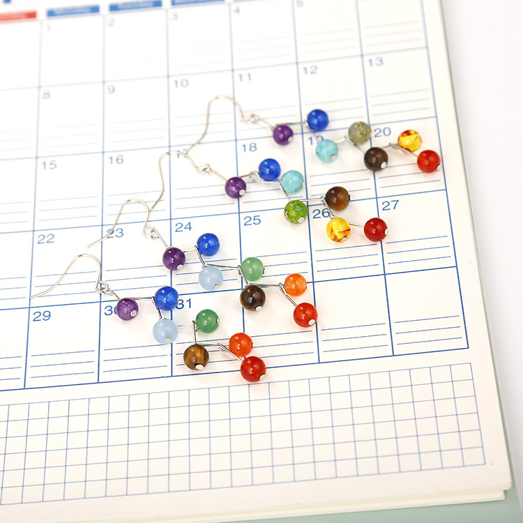 Fashion Tassel Alloy natural stone Beaded Drop Earrings 1 Pair