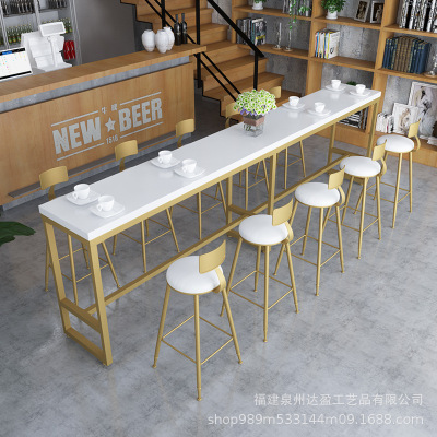 北欧现代网红店奶茶店甜品台实木酒吧吧台桌椅组合咖啡厅小吧台 甜品货源 买卖货源网