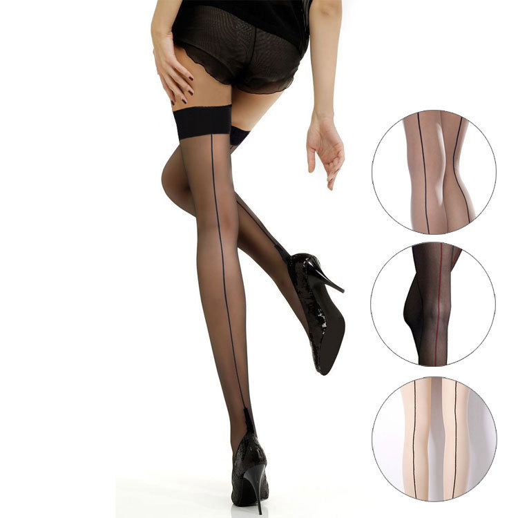 Europe and the United States in the seam behind the vertical line wide long tube lace stockings foreign trade sexy thigh high tube stockings large size men and women