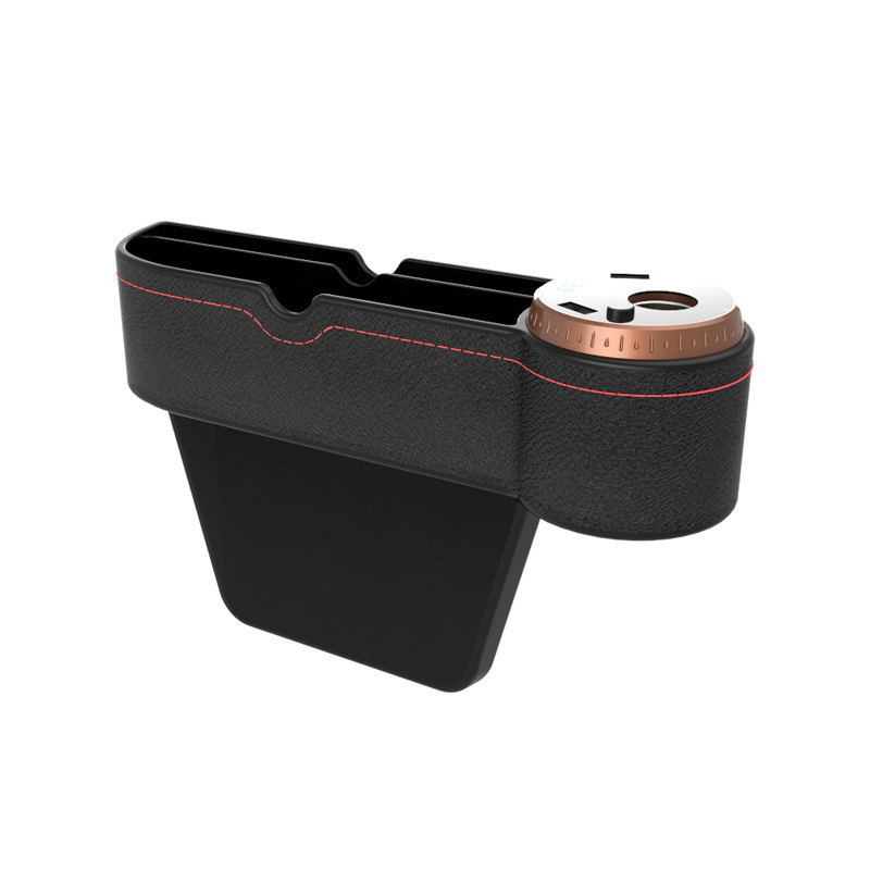 汽车用品新款汽车座椅夹缝置物收纳盒双usb数显充电器