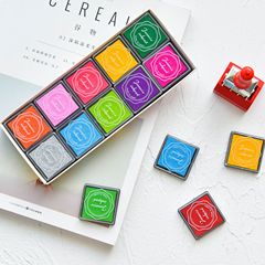 junesix 4*4cm finger painting color ink pad rubber cute children teacher seal stamp pad 20 colors set