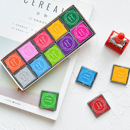 junesix 4*4cm finger painting color ink pad rubber cute children teacher seal stamp pad 20 colors set