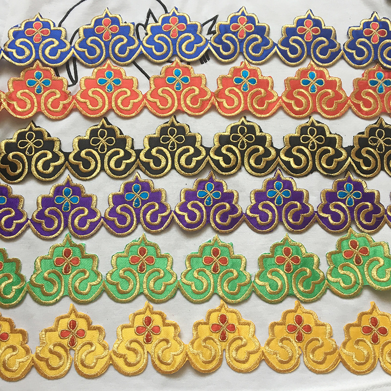 6cm宽民族风织带 DIY舞台服装辅料背胶烫熨 带金线特种刺绣花边