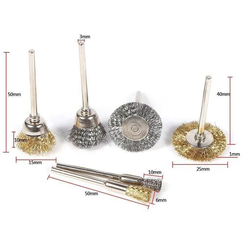 Wire brush copper wire brush metal rust removal wheel with handle wire wheel brush T-shaped polishing brush cross-border combination set