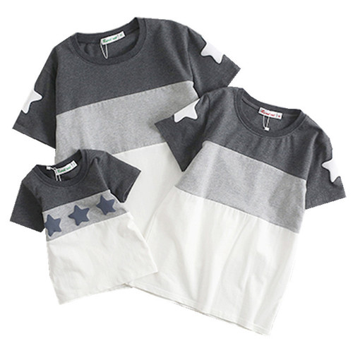 Yangtai Factory Directly Shipping 2024 New Style Color Matching Printed T-Shirt for Family of Three Short Sleeve Parent-Child Wear 