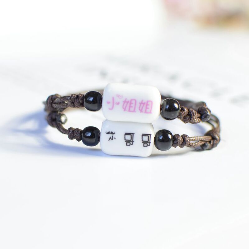 Factory direct selling Korean cartoon small fresh ceramic ladies couple bracelet network Fashion text jewelry