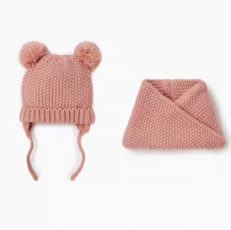 2020 new pattern Exit Boys &amp; Girls baby baby knitting capillary Hat knitting Collar Two piece set