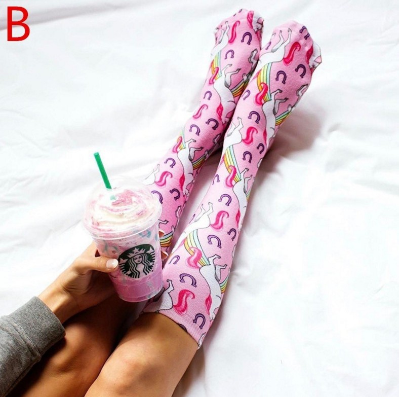 Knee high unicorn printed socks