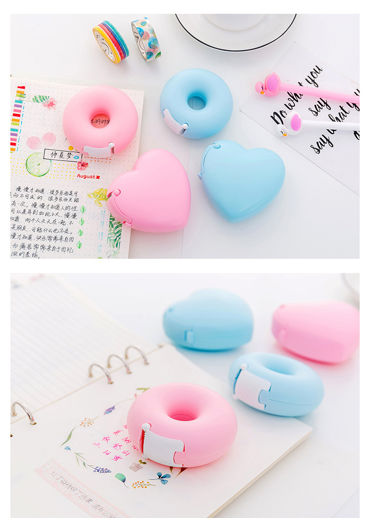 Korean Creative Cartoon Stationery Portable Donut Tape Base Magic Tape Cutter With Small Tape display picture 4