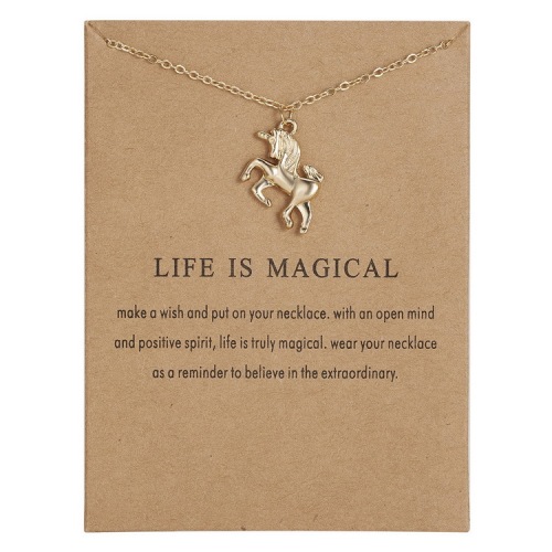 Korean style simple jewelry foreign trade jewelry Life is magical paper card pony alloy necklace low price wholesale