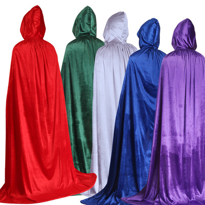 Halloween costume adult male and female children multicolor pleuche velvet witch wizard dress up cloak 