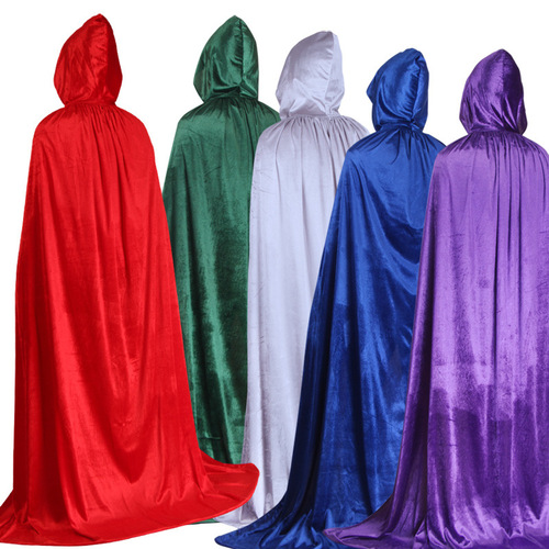 Halloween costume adult male and female children multicolor pleuche velvet witch wizard dress up cloak 