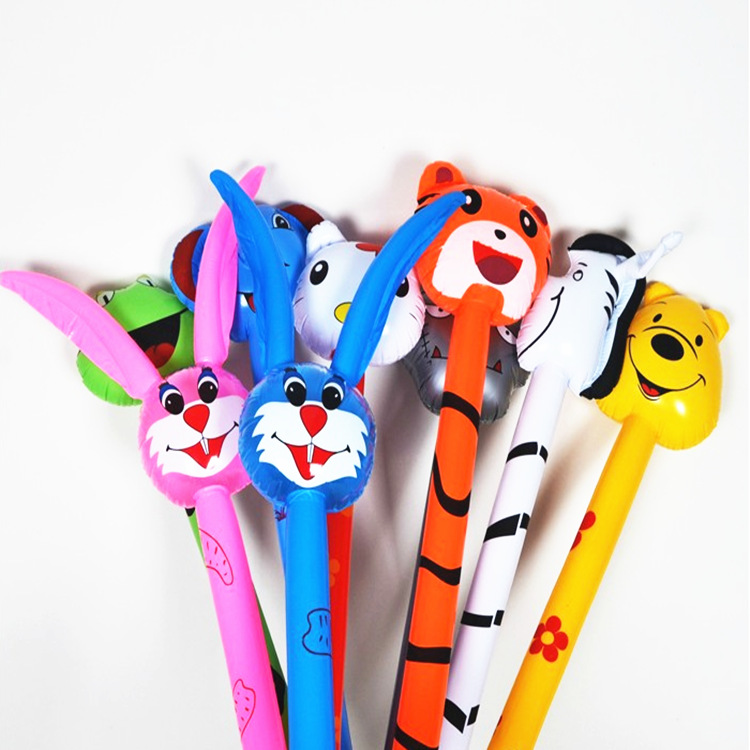PVC儿童充气玩具动物头长棒批发 普通15款混批 地推礼品厂家直销