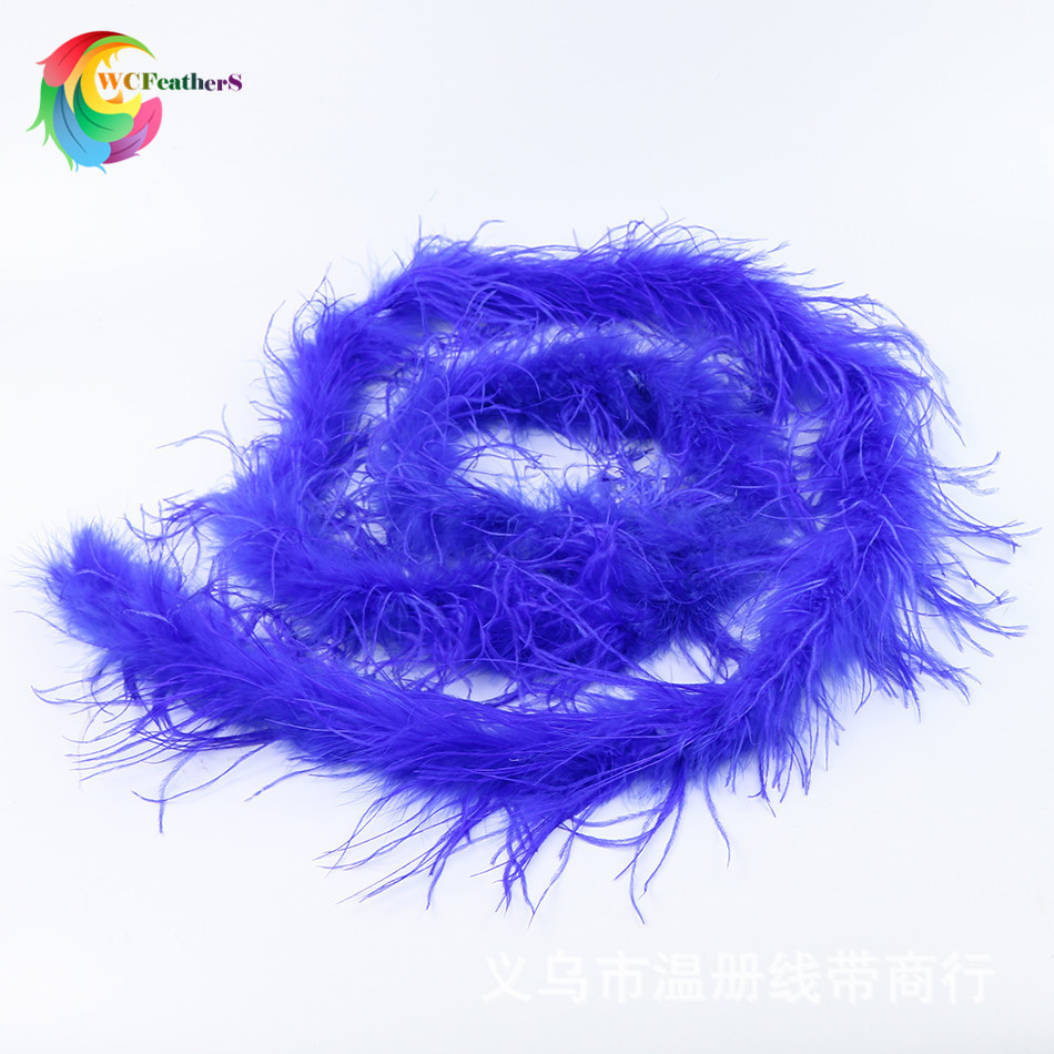 温册羽毛厂家现货热销彩色鸵鸟毛围巾毛条鸵鸟毛毛条服装辅料2米详情图14