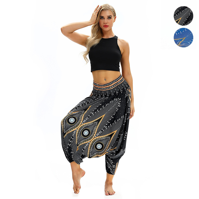 Yoga pants for women Digital printing wide leg pants exercise Yoga high waist lantern pants