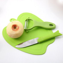 带砧板水果刀套装 削皮刀家用瓜果刀 苹果陶瓷刨三件套带菜板批发