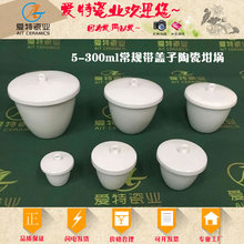 带盖子化学瓷中埚 陶瓷坩锅 5/10/20/30/50/100/200/300ml 瓷坩埚