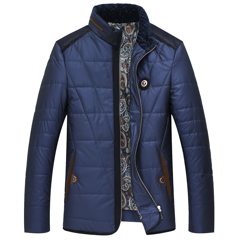 2018冬装新款中年男士纯色加厚棉衣冬季短款休闲立领外套男爸爸装|ms