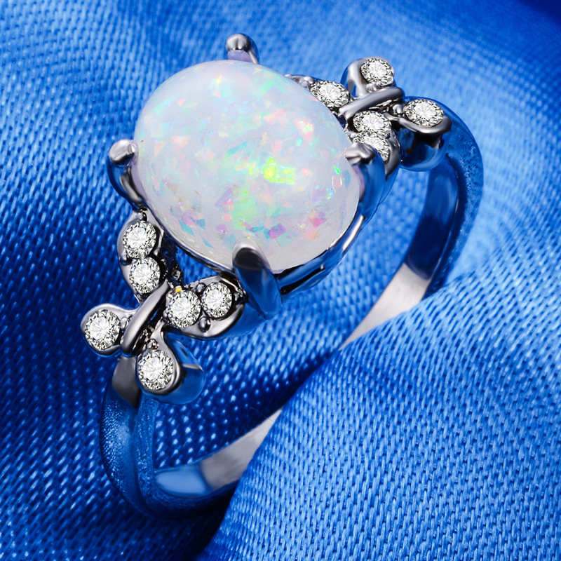 Fashion Butterfly Alloy Plating Opal Women's Rings display picture 3