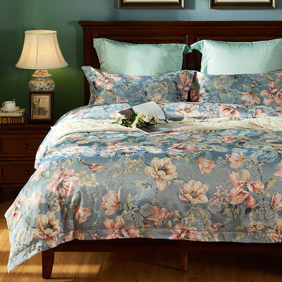 秋冬加厚保暖奢华经典欧式提花印花纯棉磨毛贡缎提花婚庆四件套|ru