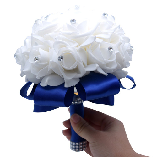 Western pe wedding bouquet satin ribbon artificial flower bouquet wedding supplies manufacturer D746 