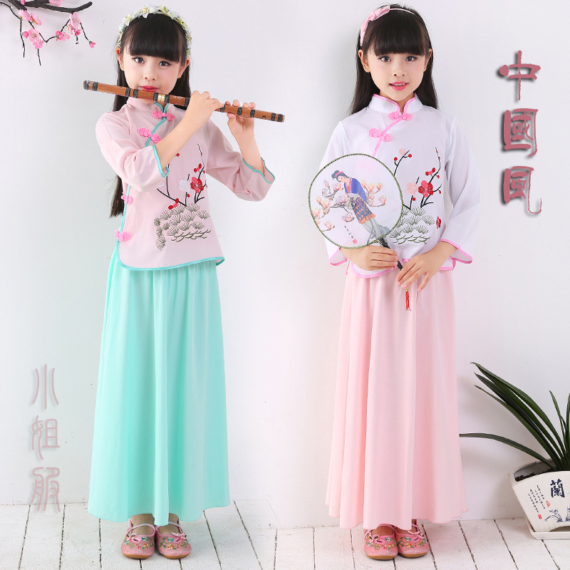 girl Miss costume 2020 new pattern Little Girl Chinese style Hanfu Guzheng Guqin flute play clothing
