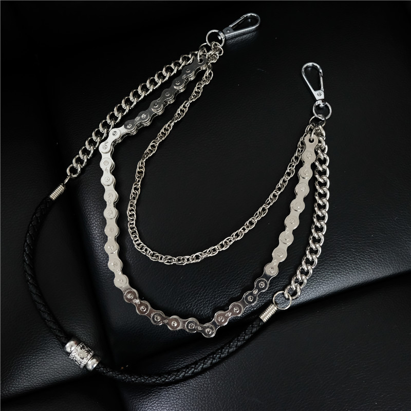 Nuovi accessori punk da uomo alla moda in metallo e corda di pelle per la vita, non convenzionali, catena all'ingrosso, fornitura diretta_voghion.com