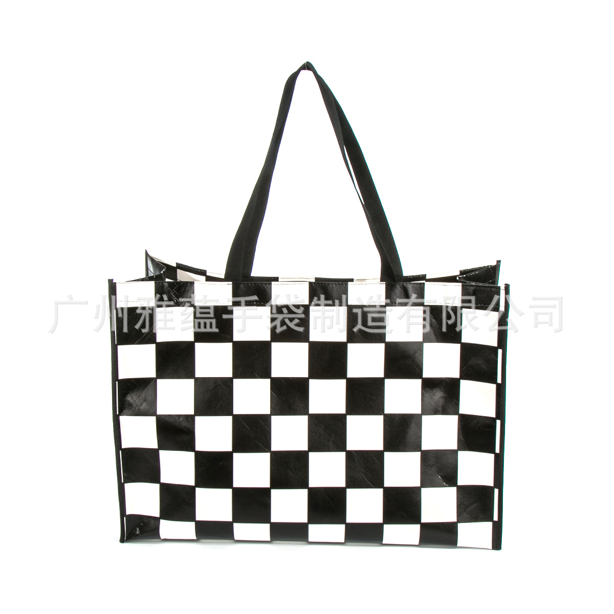 供应黑白格子无纺布袋 环保复膜袋 彩印覆膜袋 手提购物袋