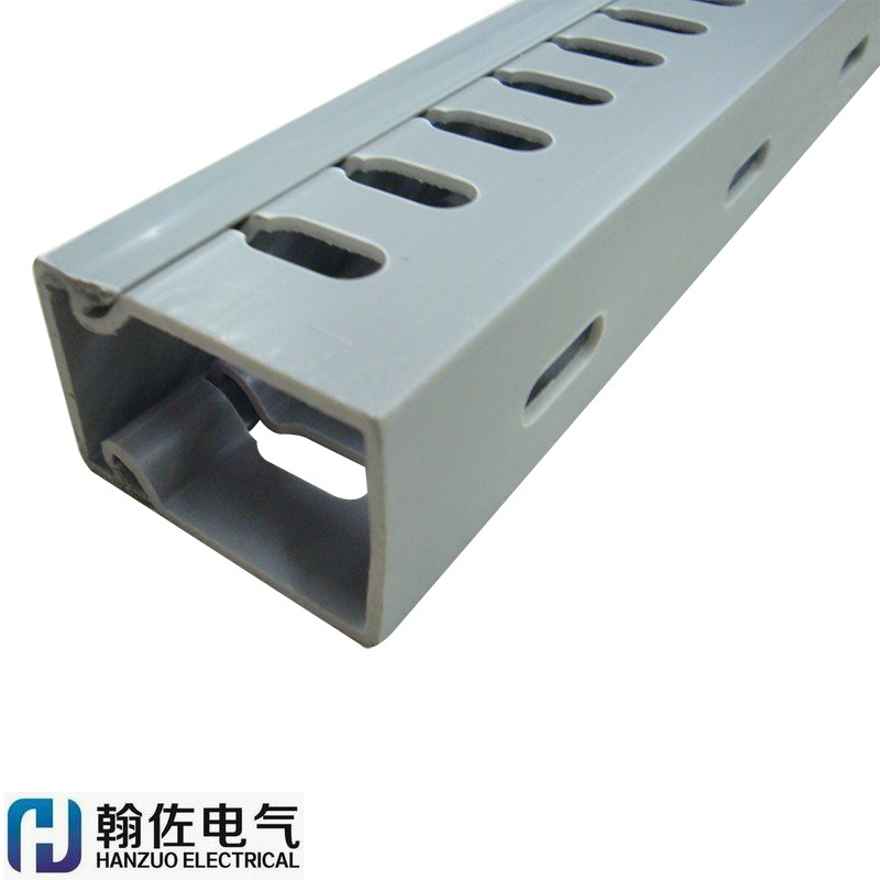 【翰佐线槽】PXC开口型U型槽 宽35高50PVC走线槽 灰色细齿全封闭