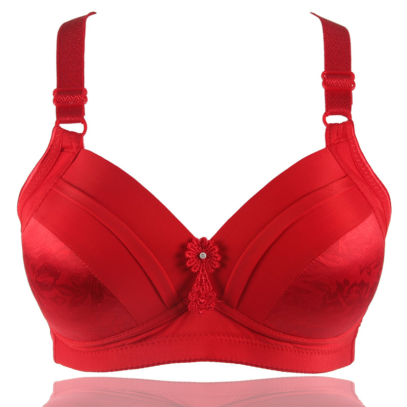 Más tamaño Delgado sujetador inalámbrico push up Algodón puro algodón sin costuras de mediana edad y las madres mayores taza llena ropa interior de las mujeres