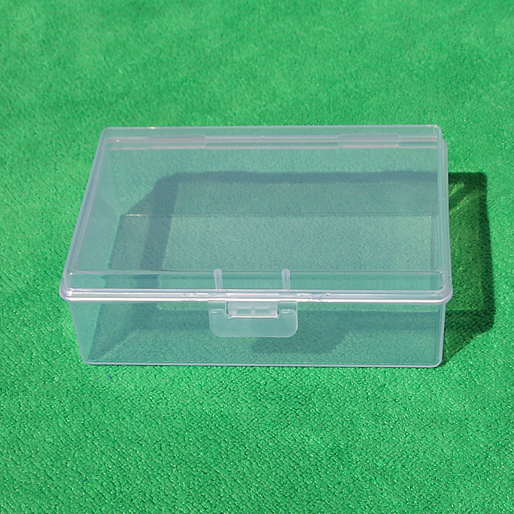 Caja de almacenamiento de PP cubierta transparente batería de hilo rectangular algodón hisopo polvo puff caja de embalaje fabricante en stock al por mayor