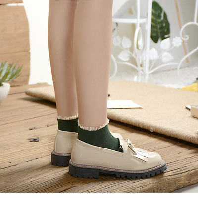 春夏新款蕾絲花邊女士船襪 日系純色複古短襪 短筒棉襪壹件代發