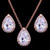 Fashionable classic zirconium, pendant, necklace and earrings, set for bride, jewelry, European style