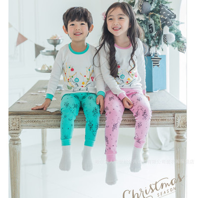 新款韩国童内衣童家居服宝宝内衣套装厚棉圣诞版puco
