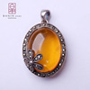 Thai ancient Set Ring Small pendants suit Baltic Sea Amber Flowers Perot Pendant Retro Europe and America Jewelry